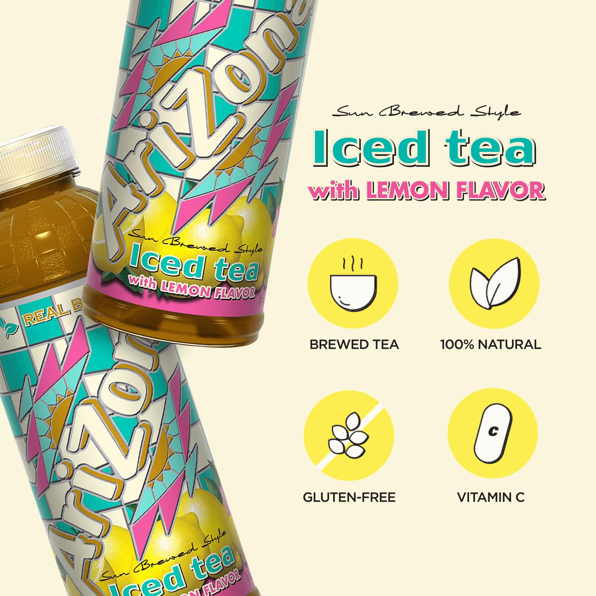 Arizona Tea, Premium Brewed Lemon Bottled Tea, 16 Fl Oz (Pack of 12)