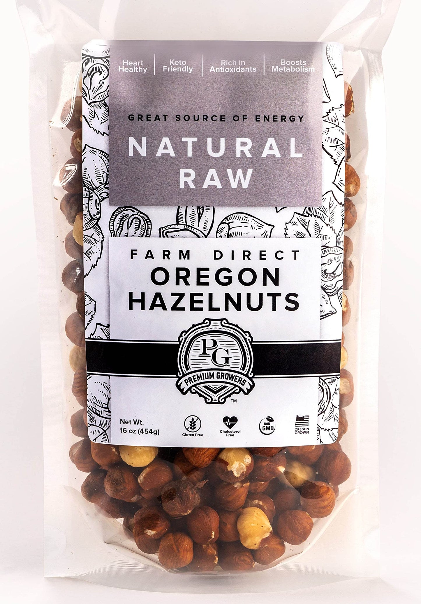 Oregon Farm To Table - Raw Hazelnuts from Premium Growers - Natural Raw Hazelnuts - Kosher Certified -1 LB