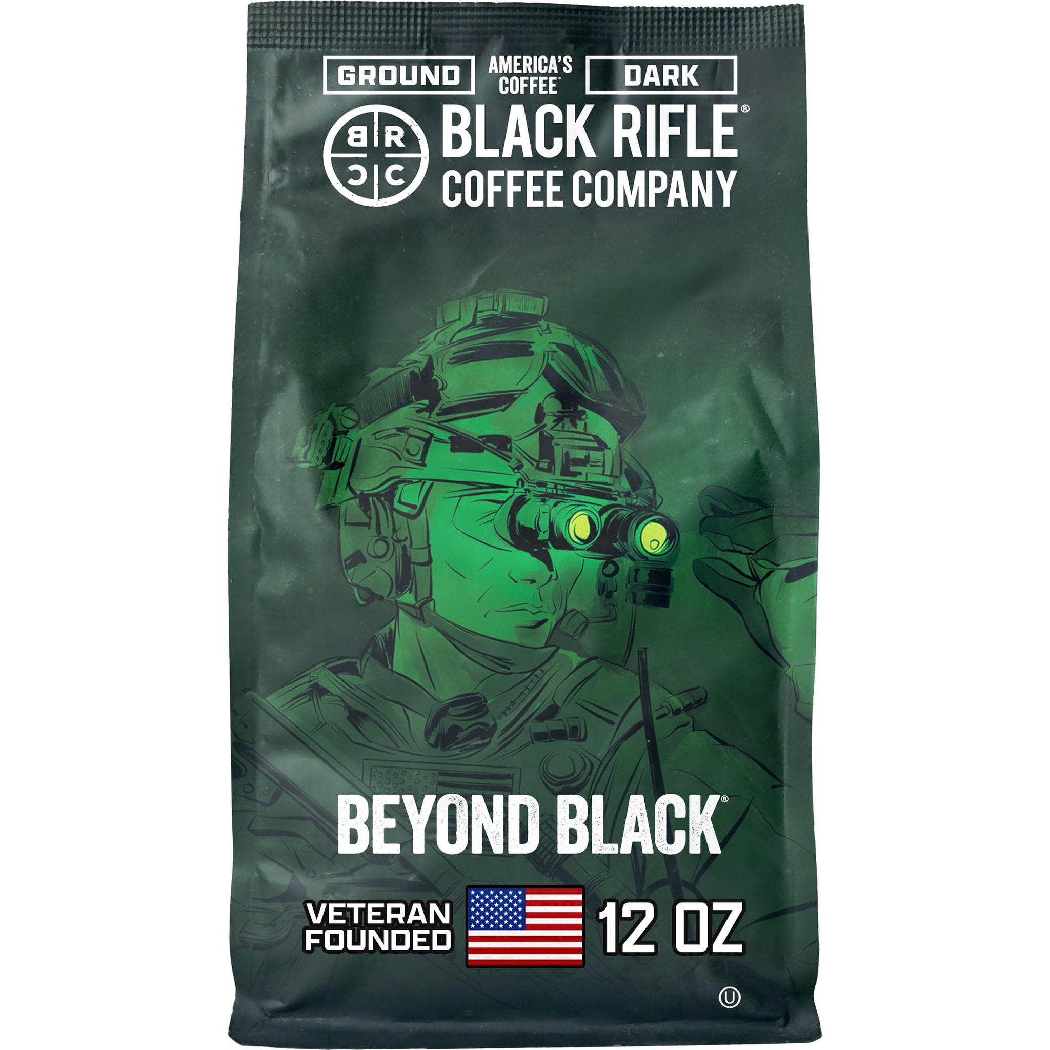 Black Rifle Coffee Company Beyond Black, 12oz Bag, Ground Coffee Dark Roast - Roasted Blend Made from Arabica Beans - Colombian & Brazilian Beans