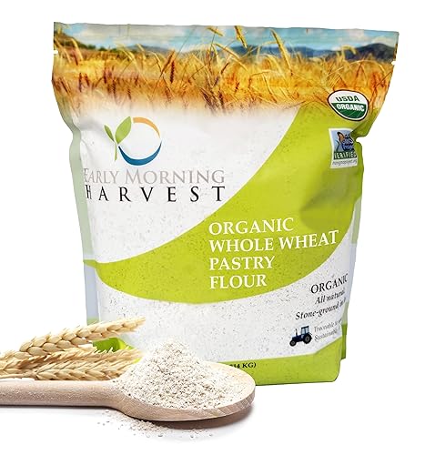 Early Morning Harvest Organic Whole Wheat Pastry Flour - Made from Non-GMO Whole Wheat - Stone Ground Pastry Flour for Baking and Cooking, Whole