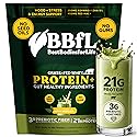 BBfL Grass-Fed Whey Protein Shake - 21g rBGH-Free Protein, Matcha + Apple Cider Vinegar, Prebiotics, Digestive Enzymes, Adaptogens for Stress & Mood