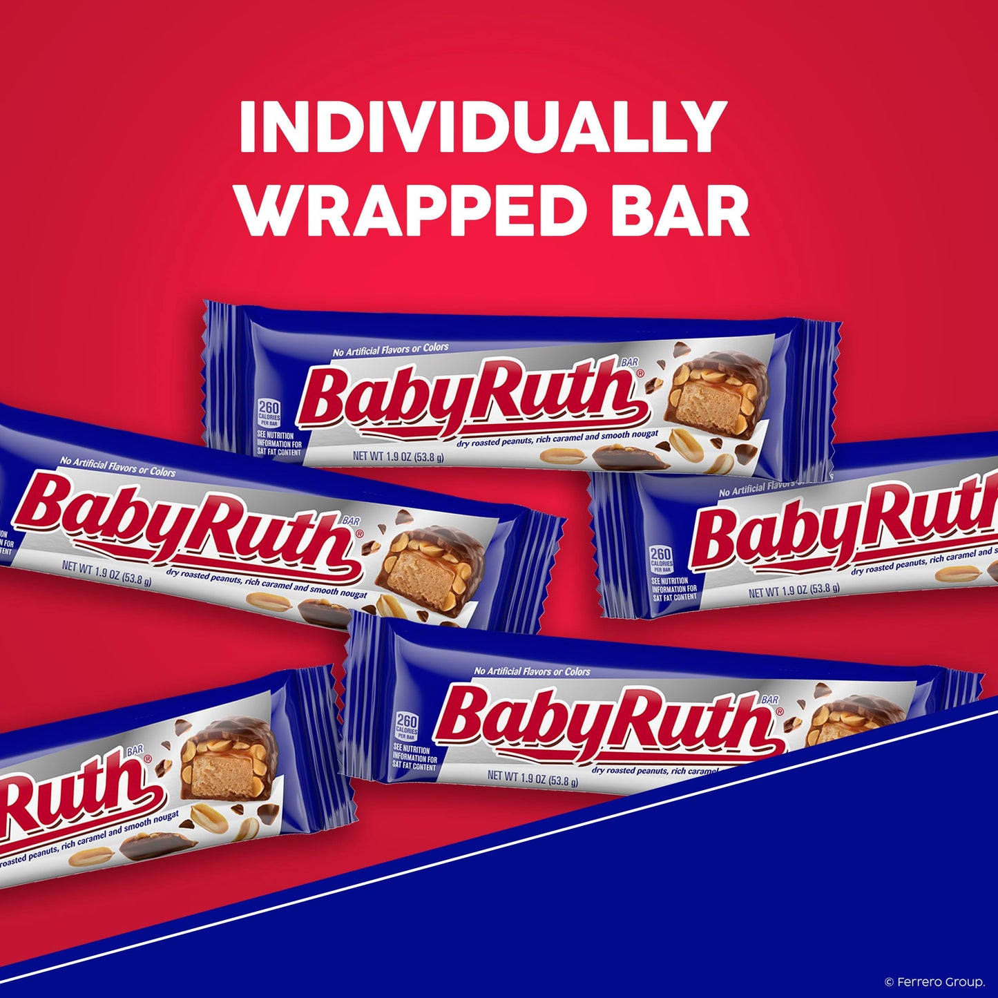 Baby Ruth Candy Bar with Chocolatey Caramel, Peanuts, and Nougat, 2 Piece Share Pack, 3.3 oz, Bulk 18 Pack