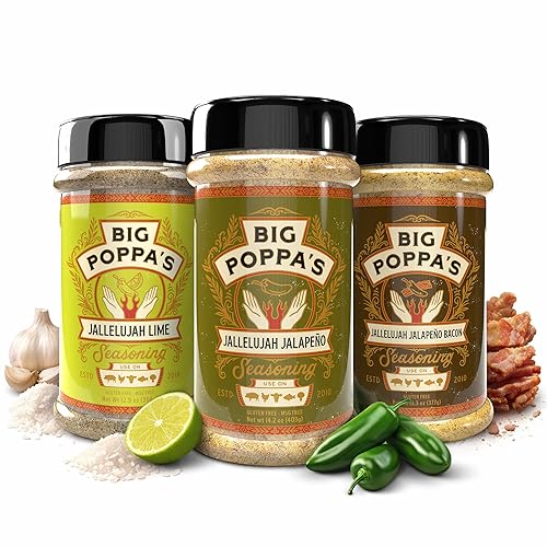Big Poppa’s Jallelujah Seasoning Set - Gourmet Spice Trio with Jalapeño, Jalapeño Bacon & Lime Rubs - Seasonings for Chicken, Pork & More - Ultimate
