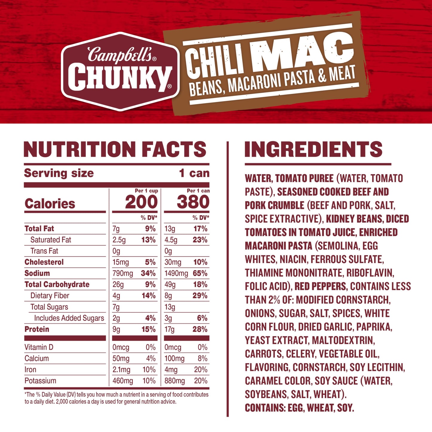 Campbell’s Chunky Soup, Chili Mac, 16.3 Oz Can