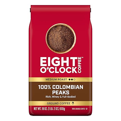 Eight O'Clock Coffee 100% Arabica Colombian Peaks, Medium Roast, Ground Coffee, Kosher Certified, 18 Ounce (Pack of 1)