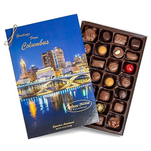 Anthony Thomas, Columbus Ohio Skyline Signature Assortment, Milk and Dark Chocolate Gift Box (28 count)