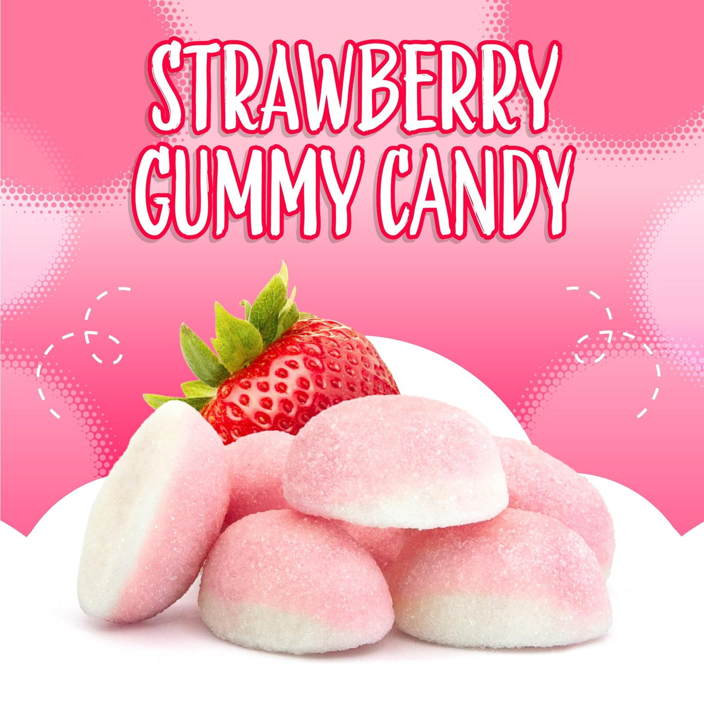 Strawberry Gummy Candy | 2-Pound Bag | Pink Candy for Baby Shower Favors | Gender Reveal Party Favors | Puffy Strawberry Gummies for Candy Buffets