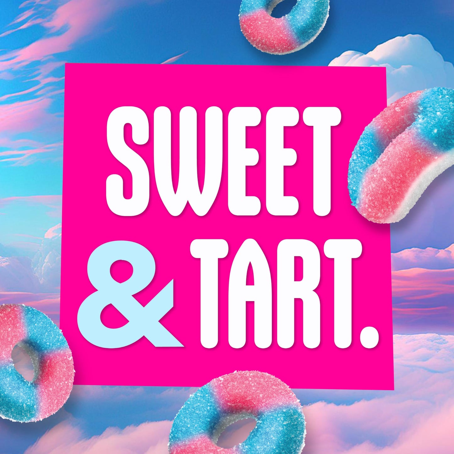 SweeTARTS Halos, Candy, Blue Punch and Strawberries and Cream, Tart and Chewy, Soft and Fluffy, 6 oz