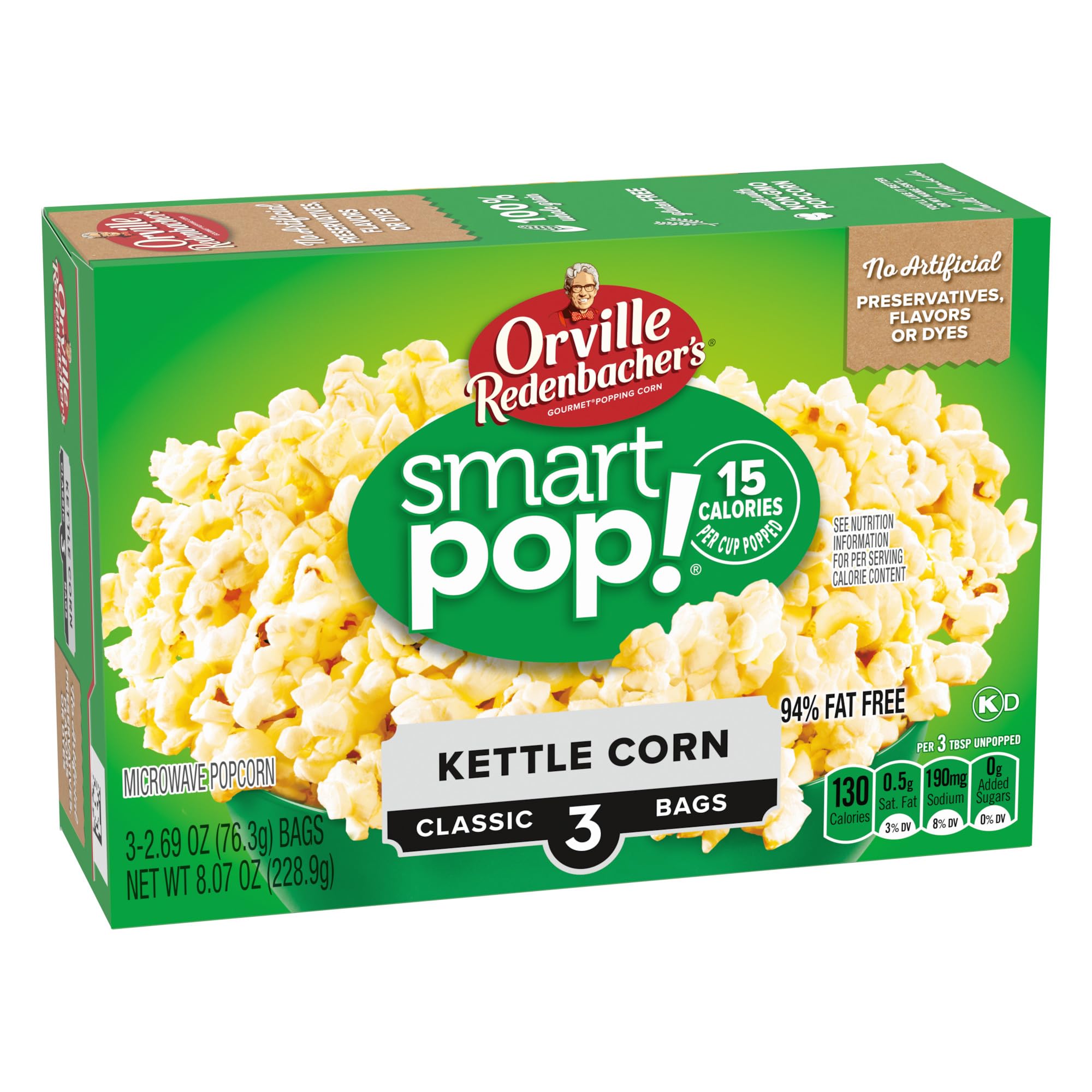 Orville Redenbacher’s Microwave Popcorn, SmartPop! Kettle Corn, 4g Fiber Per Serving, 2.7 oz., 3-Count