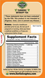 Herbal Cup Ayurveda Turmeric Tea, Organic Detoxify, No Caffeine Herbal Teas (Turmeric Detoxify, 16 Count (Pack of 6))
