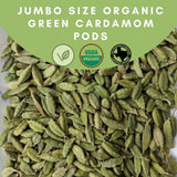 SPICY ORGANIC Bulk Green Cardamom Pods 5 LBS (80 OZ) - Jumbo Size Freshly Harvested Cardamom Spice for Superior Flavor and Aroma - Non-GMO- Gluten