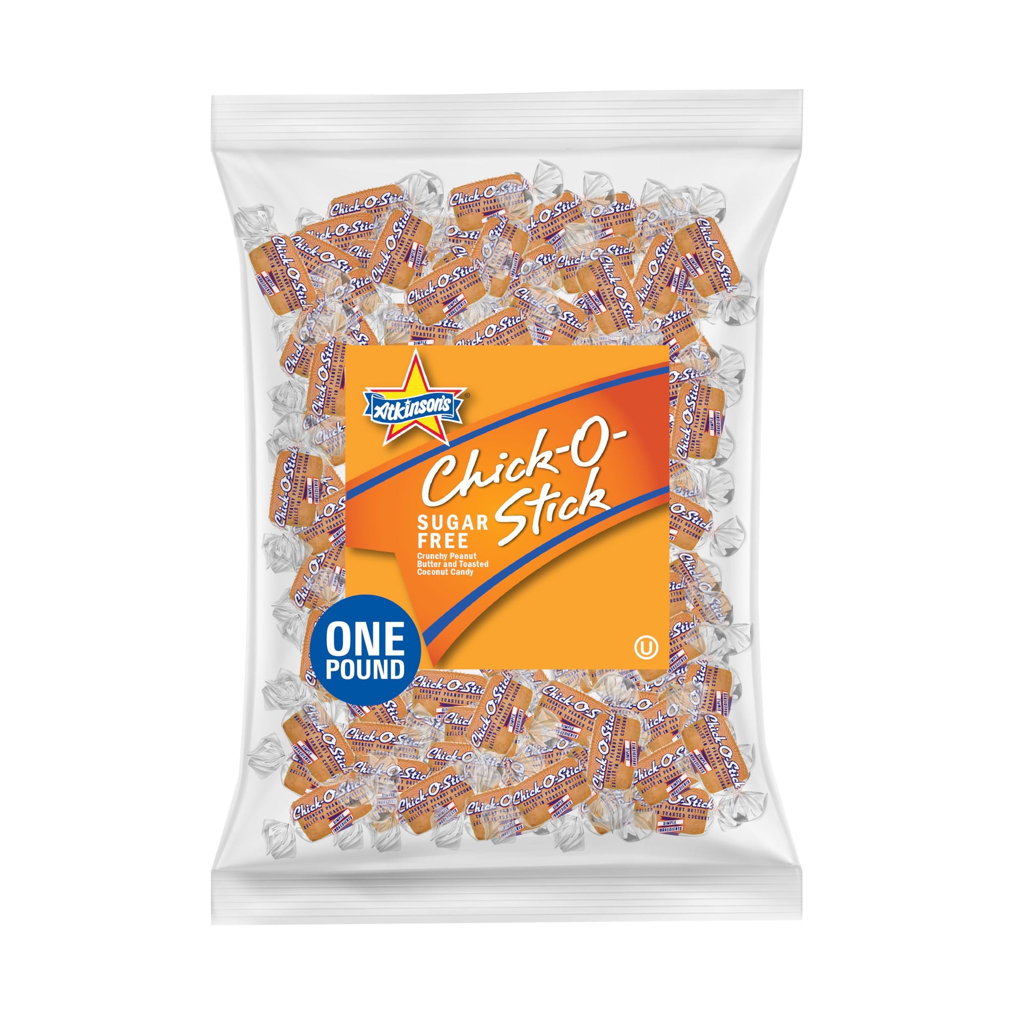 Atkinson's Sugar Free Chick-O-Stick Nuggets Peanut Butter Coconut 1 lb Bag