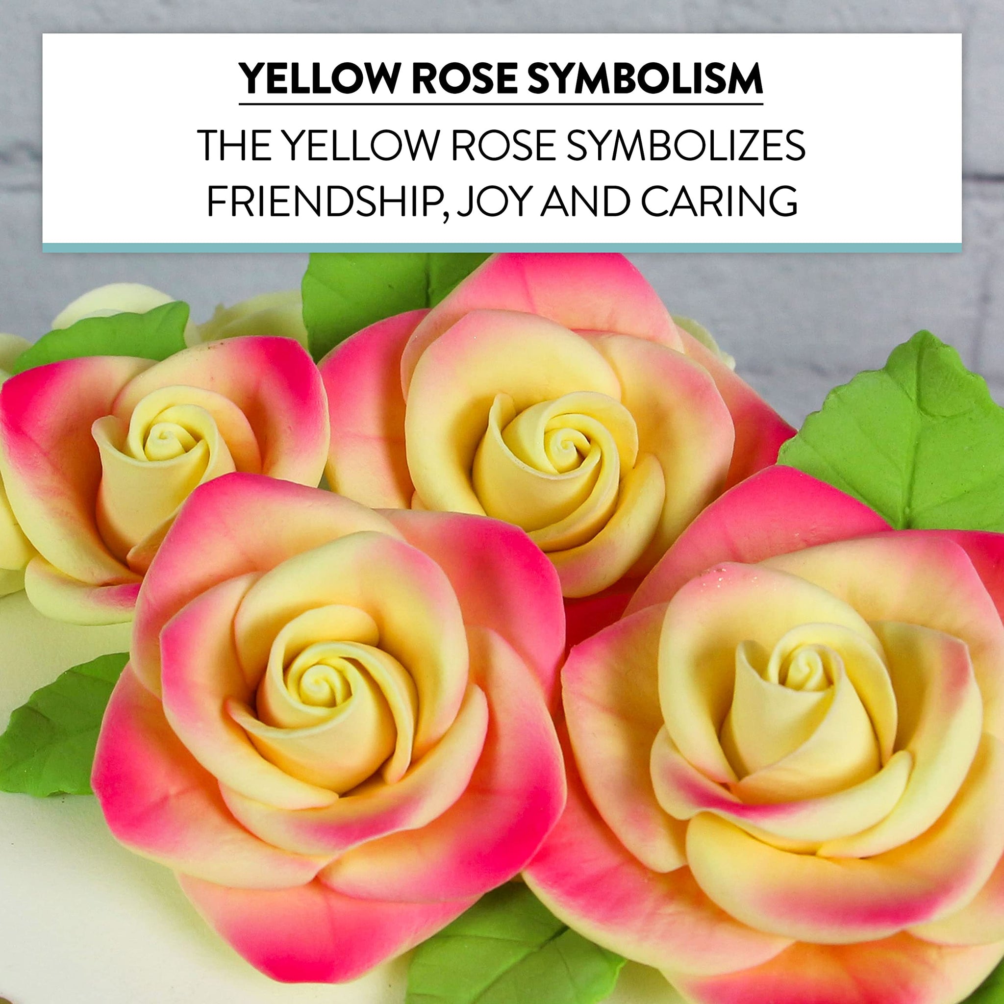 Global Sugar Art Exquisite Rose & Leaf Edible Sugar Cake Flowers Kit, Yellow with Rose by Chef Alan Tetreault