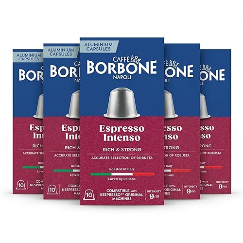 Caffè Borbone Espresso Intenso Aluminum Capsules Compatible with Nespresso Original Machines, Dark Roast, 50 Count