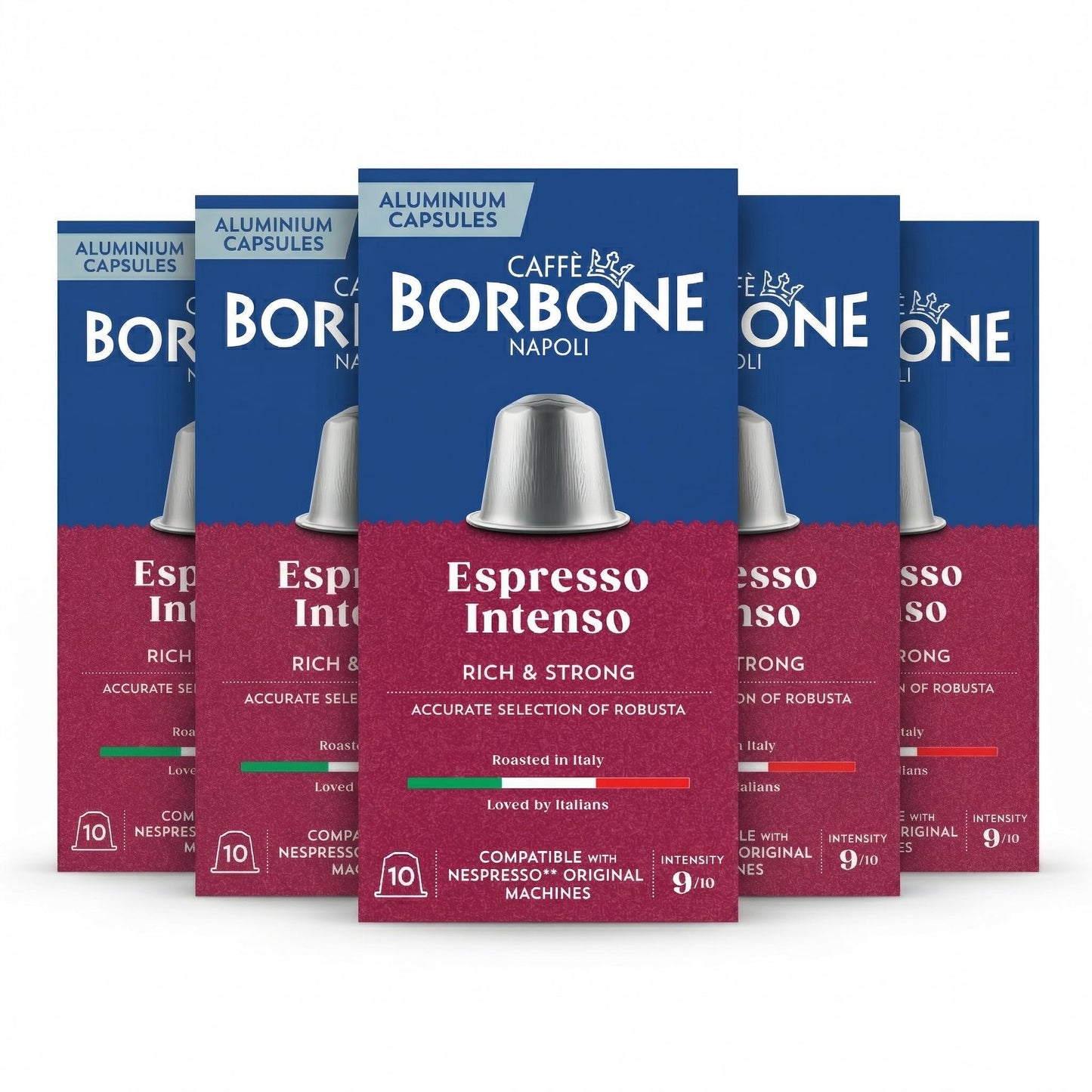 Caffè Borbone Espresso Intenso Aluminum Capsules Compatible with Nespresso Original Machines, Dark Roast, 50 Count