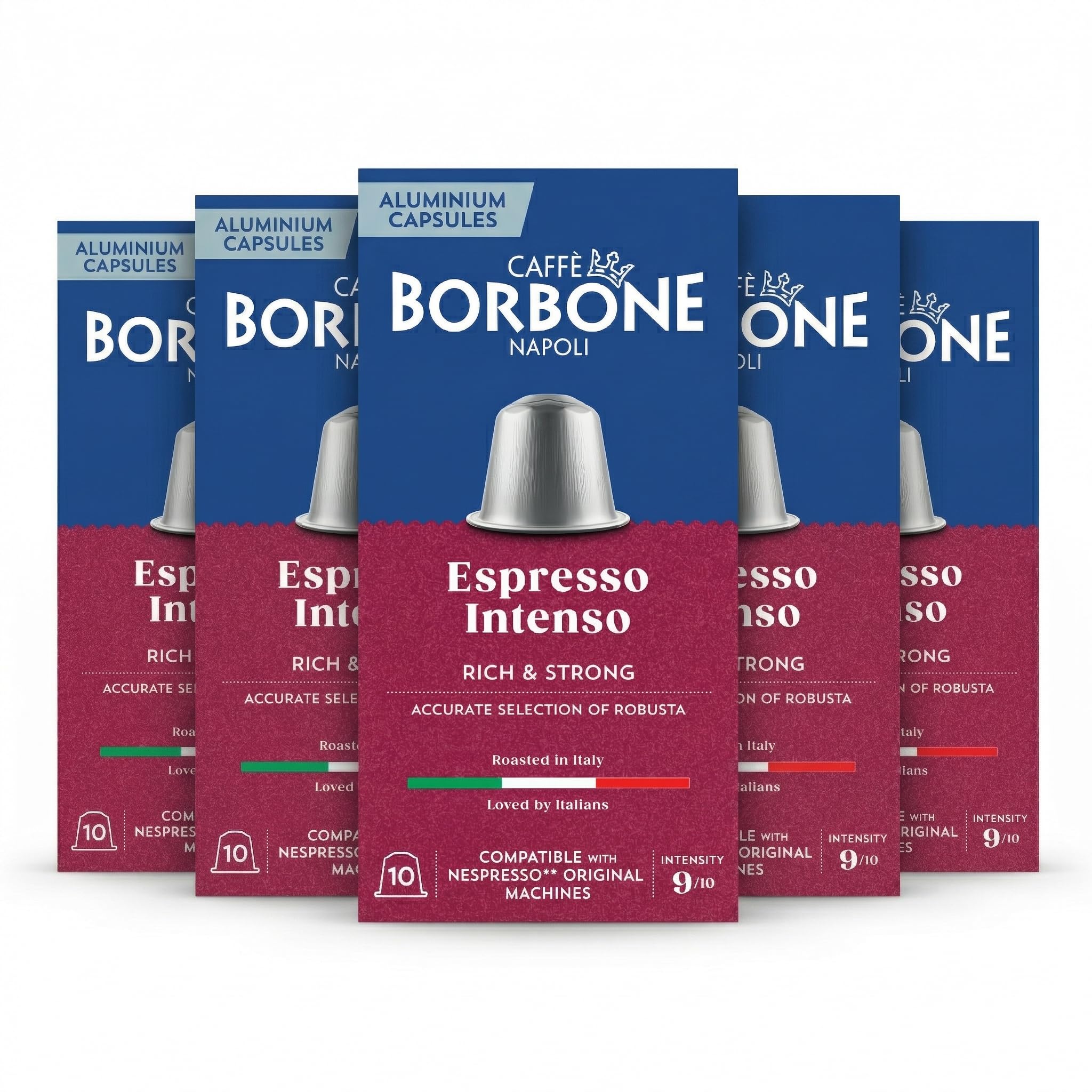 Caffè Borbone Espresso Intenso Aluminum Capsules Compatible with Nespresso Original Machines, Dark Roast, 50 Count