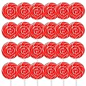 Red Swirl Lollipops, 24 Count Classic Hard Candy Suckers, Individually Wrapped Sweet Treats for Snacking, Parties, Buffets, and Everyday Enjoyment