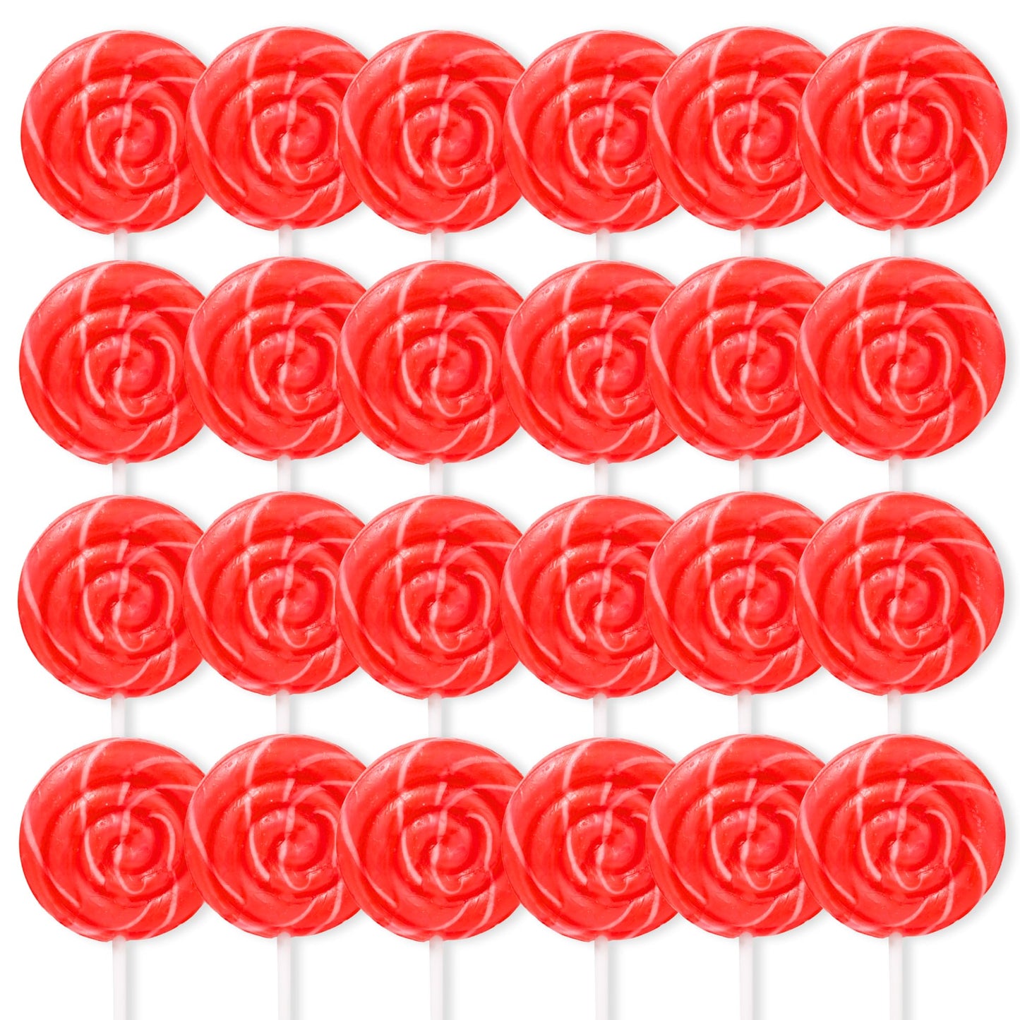 Red Swirl Lollipops, 24 Count Classic Hard Candy Suckers, Individually Wrapped Sweet Treats for Snacking, Parties, Buffets, and Everyday Enjoyment