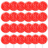 Red Swirl Lollipops, 24 Count Classic Hard Candy Suckers, Individually Wrapped Sweet Treats for Snacking, Parties, Buffets, and Everyday Enjoyment