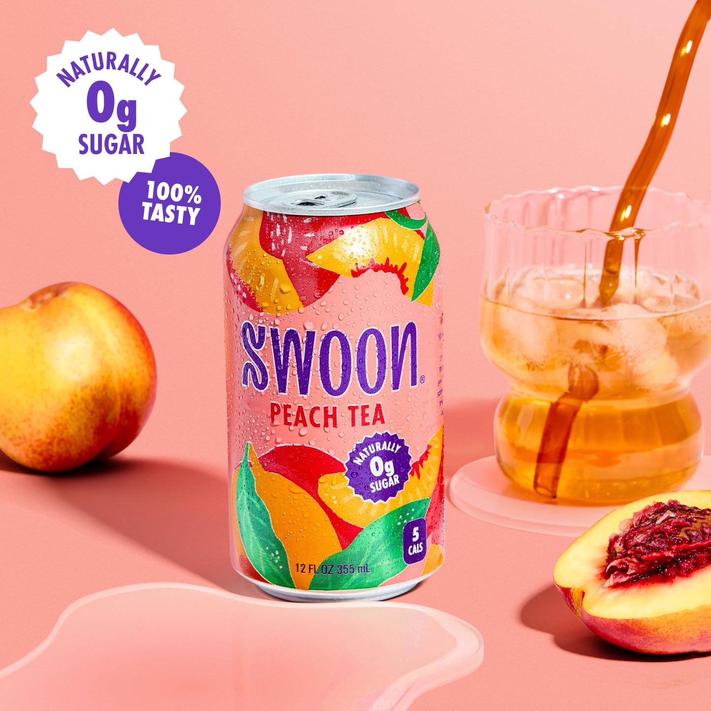 Swoon Peach Tea - Sugar Free, Low Carb, Paleo-Friendly, Gluten Free - Flavored Keto Drinks Made with Organic Black Tea & Sweetened by Monk Fruit