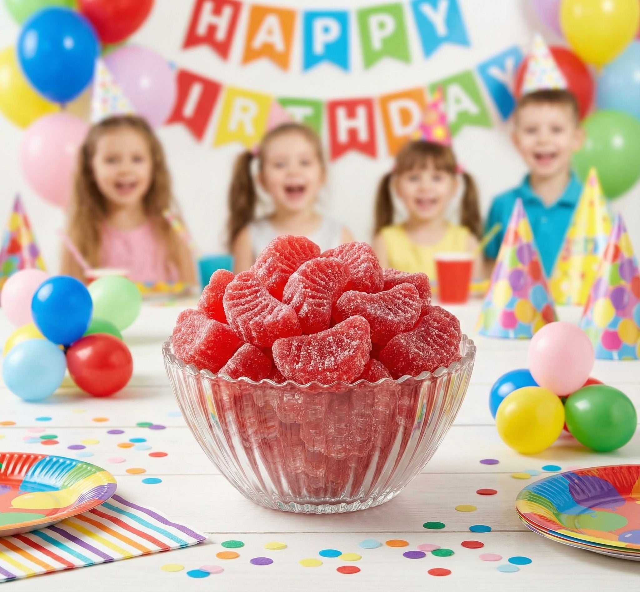 Cherry Slices - 2 lbs of Fresh Delicious Sweet Sugar Sanded Chewy Fruity Red Candy Slices