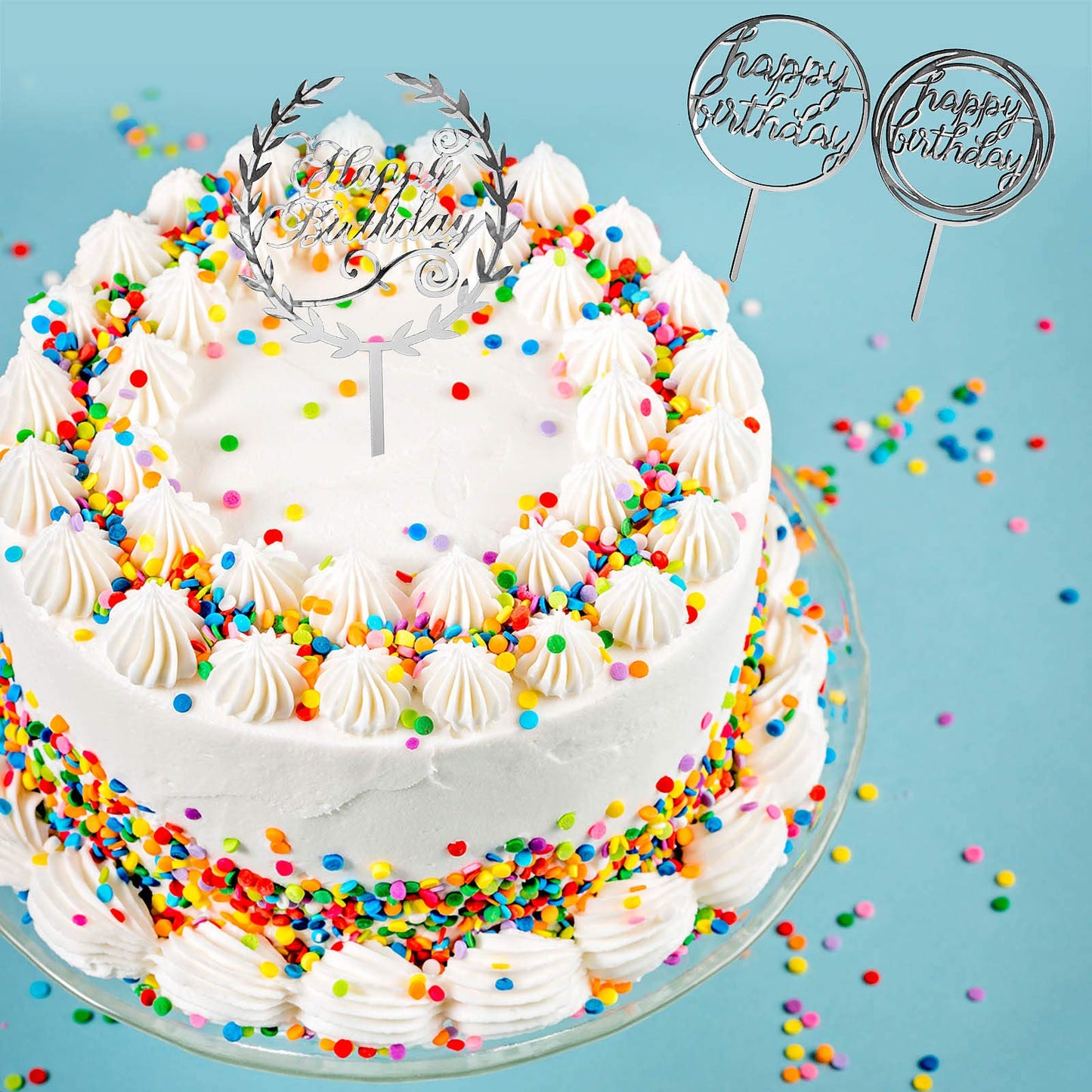 12 Pieces Acrylic Happy Birthday Cake Topper Glitter Birthday Cupcake Topper Pick Decorations for Birthday Party Cake Desserts Pastries, 6 Styles