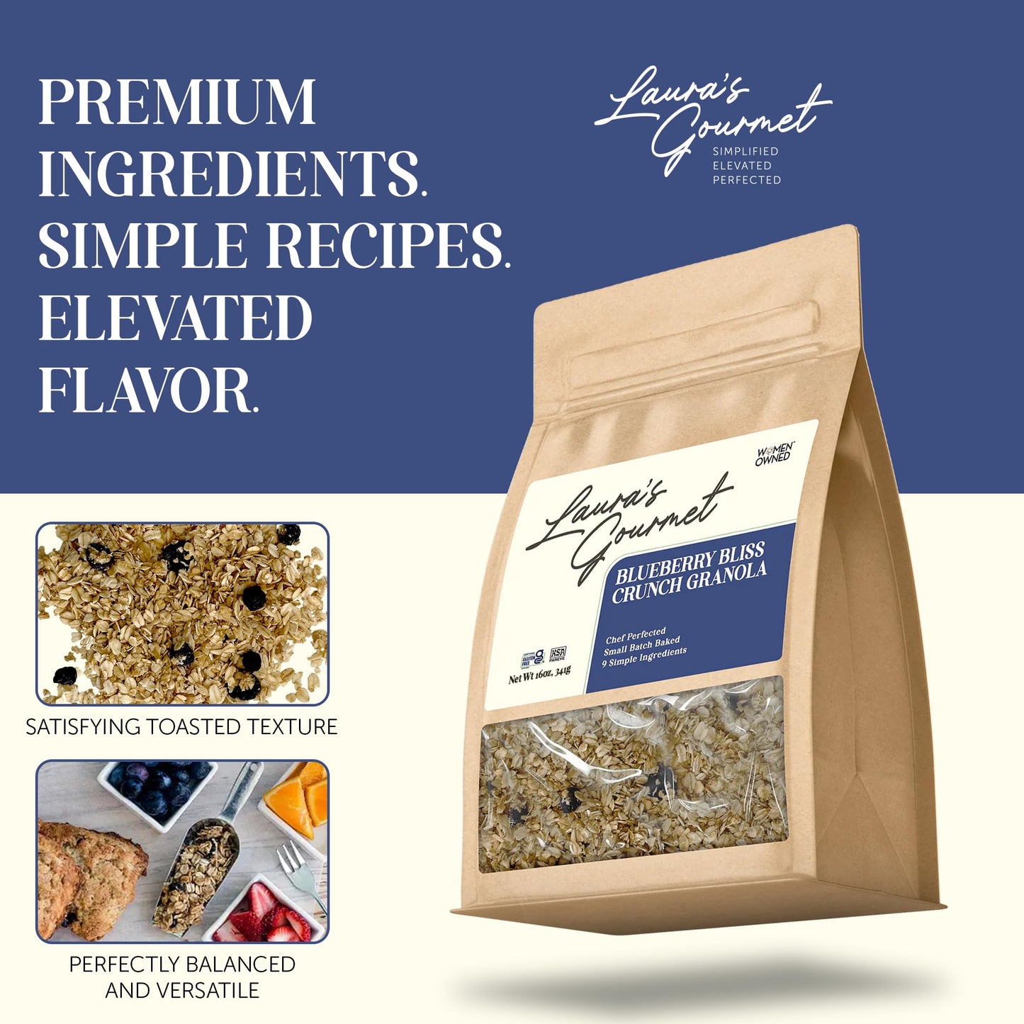 Lauras Gourmet Granola Blueberry Bliss Crunch Granola, 16 OZ