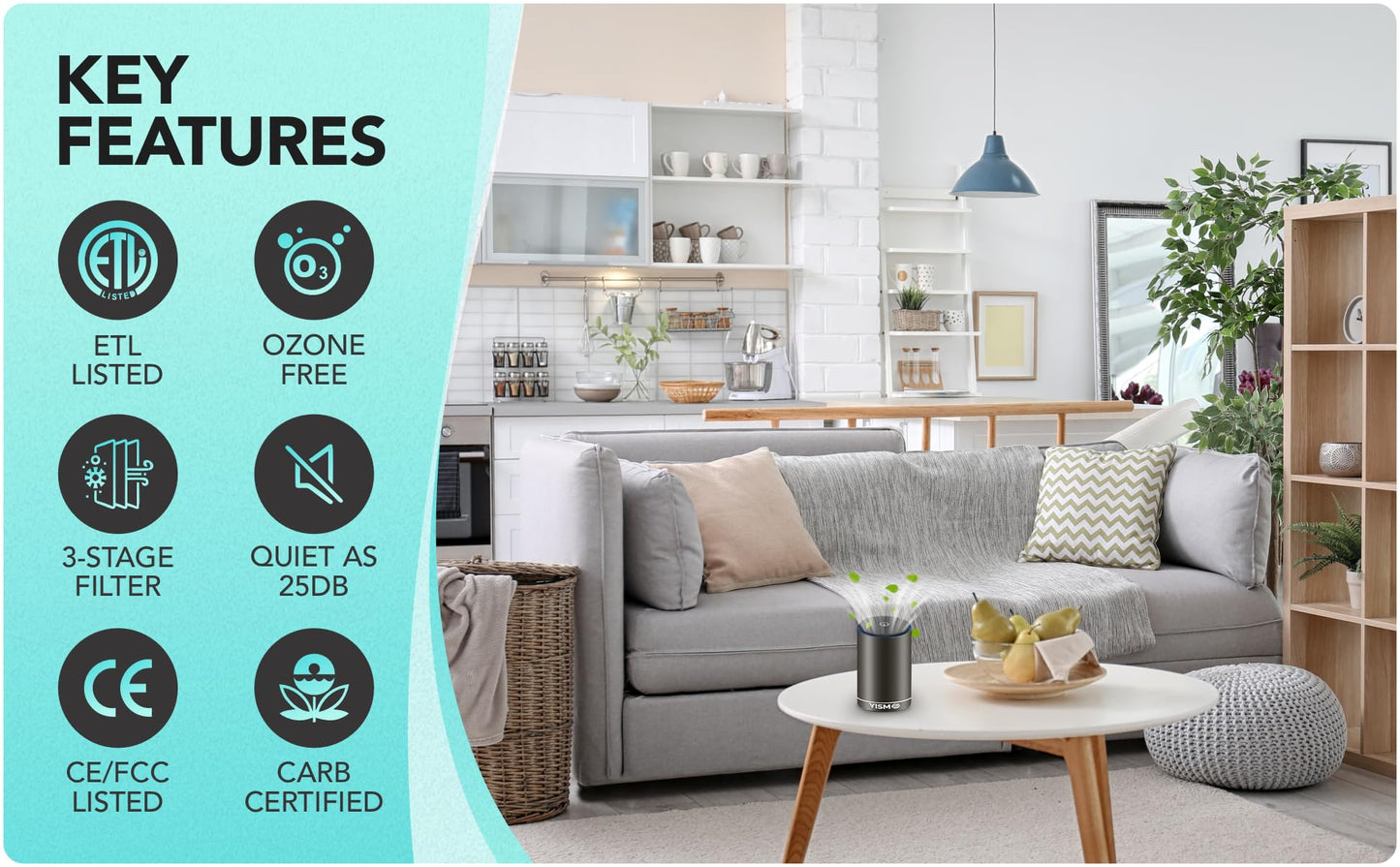Yismo Clean Air Freshener and Odor Eliminator With Scent Cartridge, Small Electric Fragrance Diffuser, Removes Pet, Smoke and Other Odors, Smart-Touch