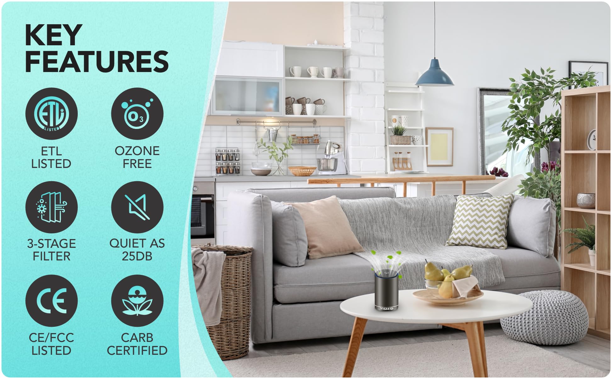 Yismo Clean Air Freshener and Odor Eliminator With Scent Cartridge, Small Electric Fragrance Diffuser, Removes Pet, Smoke and Other Odors, Smart-Touch