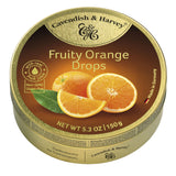 Cavendish & Harvey | Fruity Orange Hard Candy Drops | 5.3 Ounce Tin