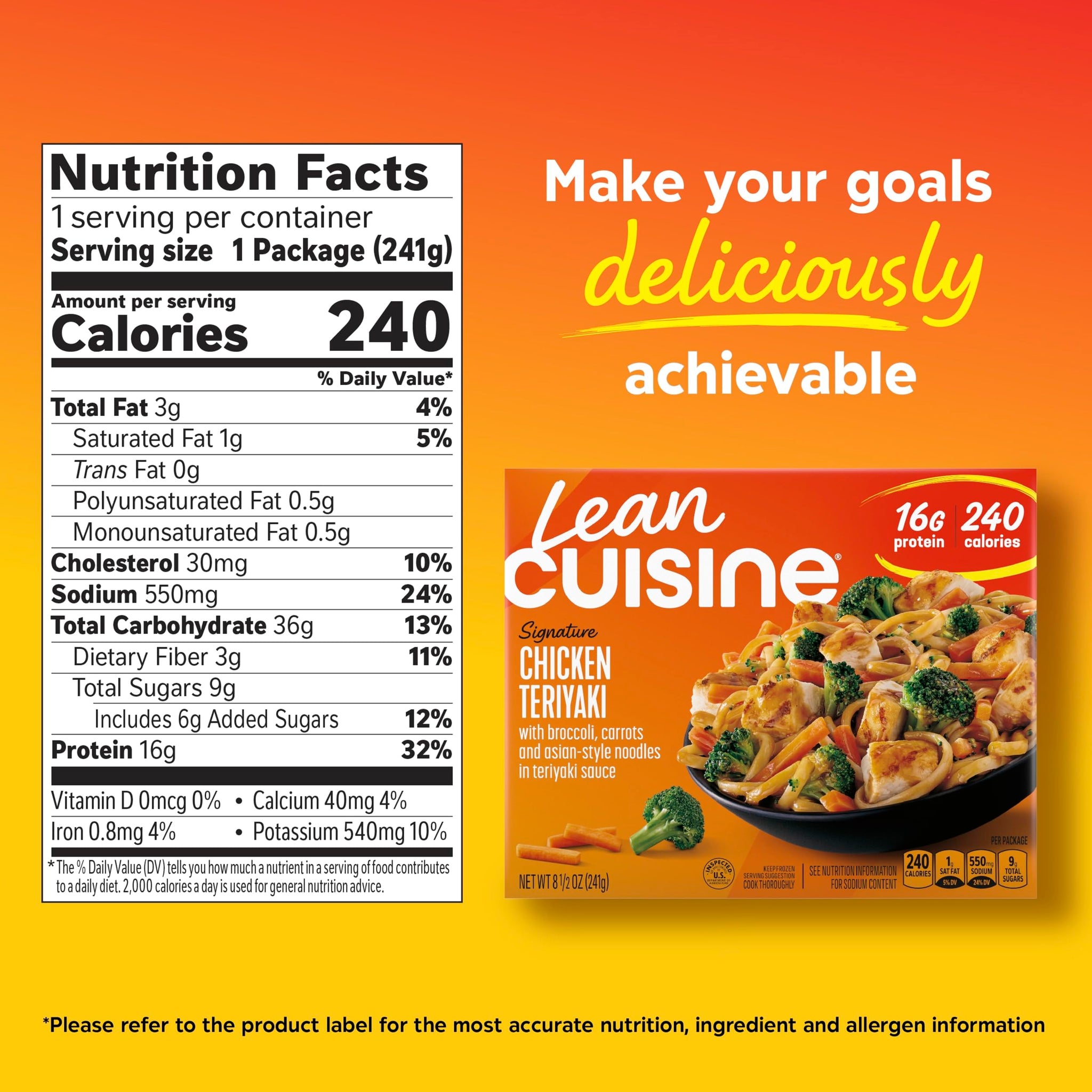 Lean Cuisine Signature Chicken Teriyaki, Frozen Lunch, Frozen Meals 8.5 oz