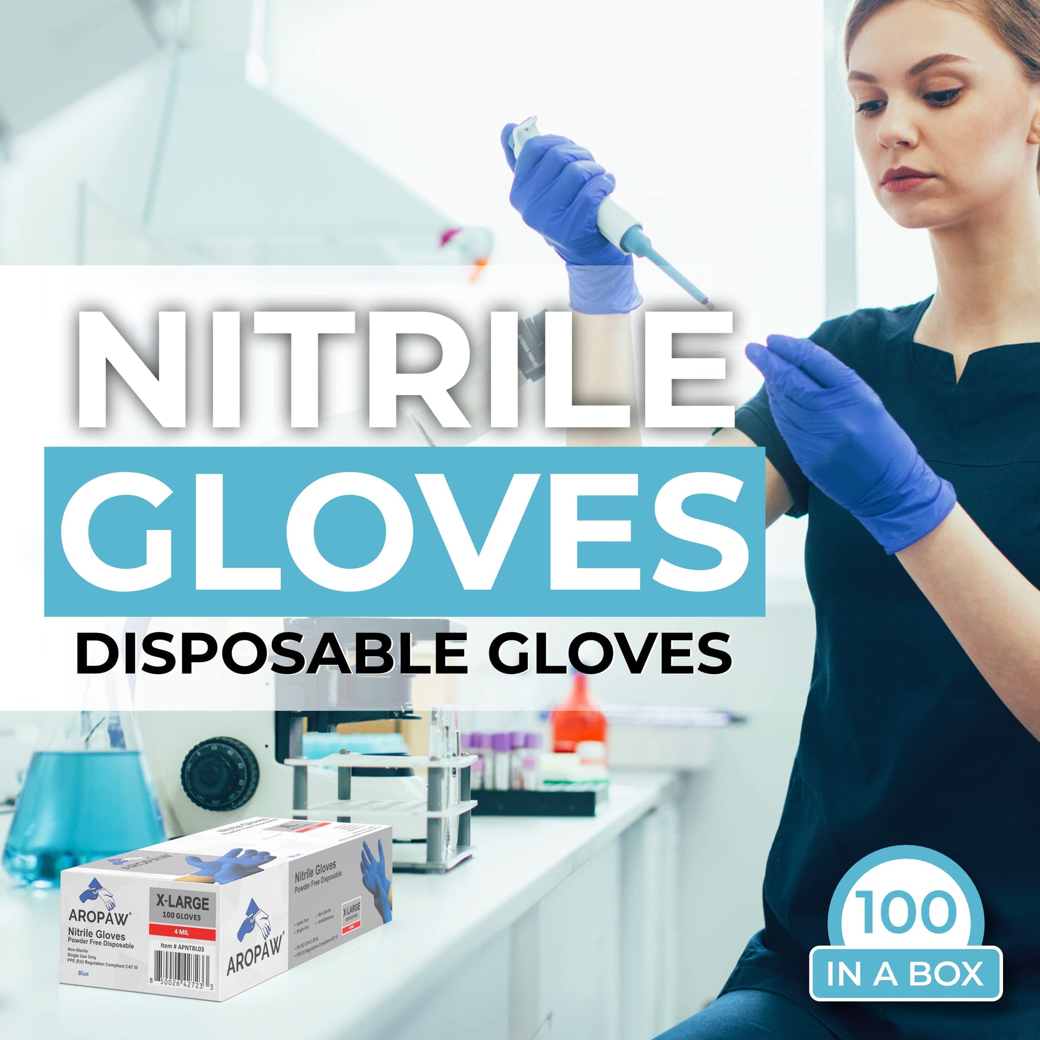 AroPaw Nitrile Gloves By The Case, Disposable Gloves, Comfortable, Powder Free, Latex Free (Medium, 30 Cases)