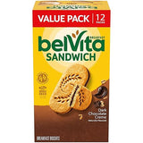 belVita Breakfast Bar Biscuit Sandwiches, Dark Chocolate Creme, Value Pack, 12 Packs (2 Biscuits Per Pack)