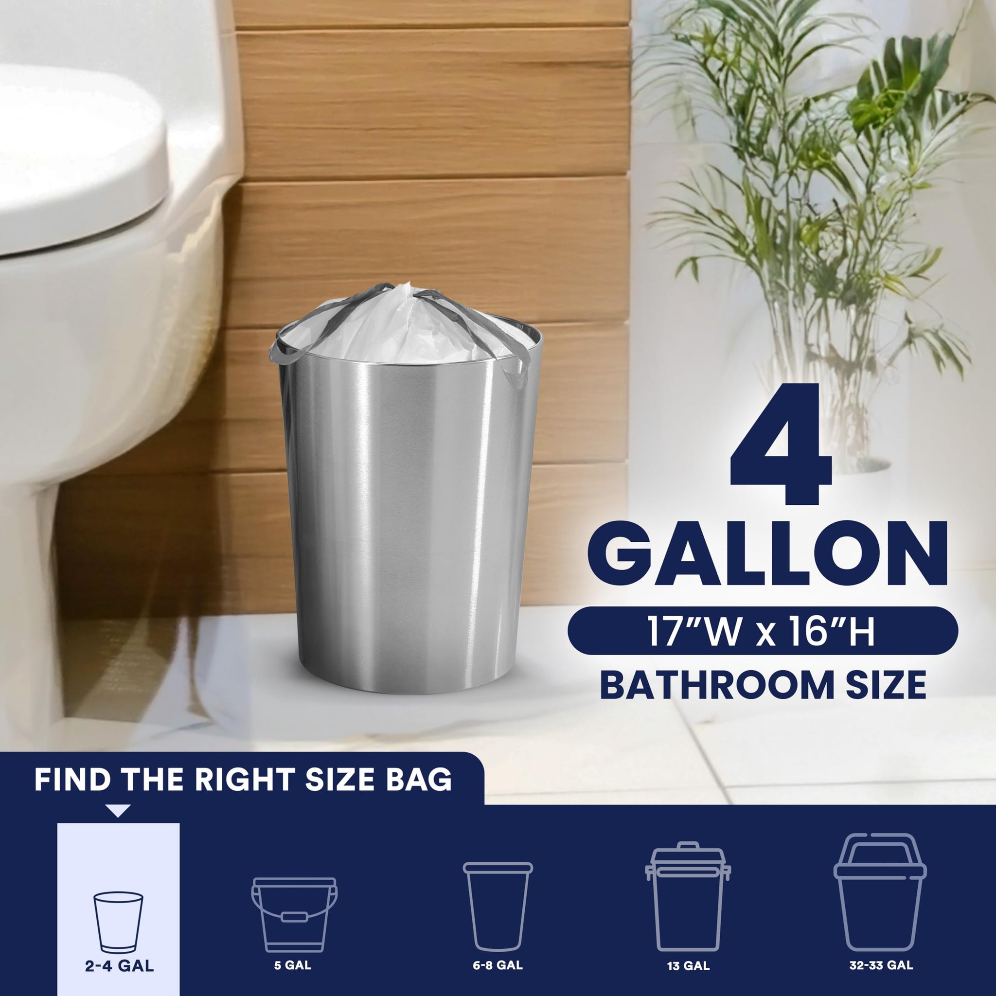 Plasticplace 4 Gallon White Drawstring Trash Bags, 200 Count (Pack of 1) - 0.7 Mil Leak-Proof Garbage Liners for Small Trash Can, Bathroom, Kitchen