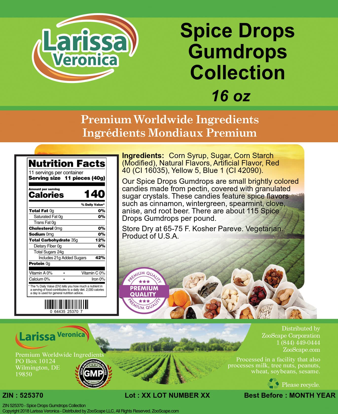 Spice Drops Gumdrops Collection (16 oz, ZIN: 525370)