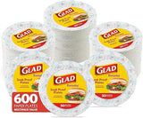 Glad 600-Count Round Paper Plates, 10 Inch Blue Flower Design, 50 Ct x 12 Pack of Heavy Duty Soak Proof Cut Resistant Microwave Safe Plates for Meals