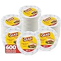 Glad 600-Count Round Paper Plates, 10 Inch Blue Flower Design, 50 Ct x 12 Pack of Heavy Duty Soak Proof Cut Resistant Microwave Safe Plates for Meals