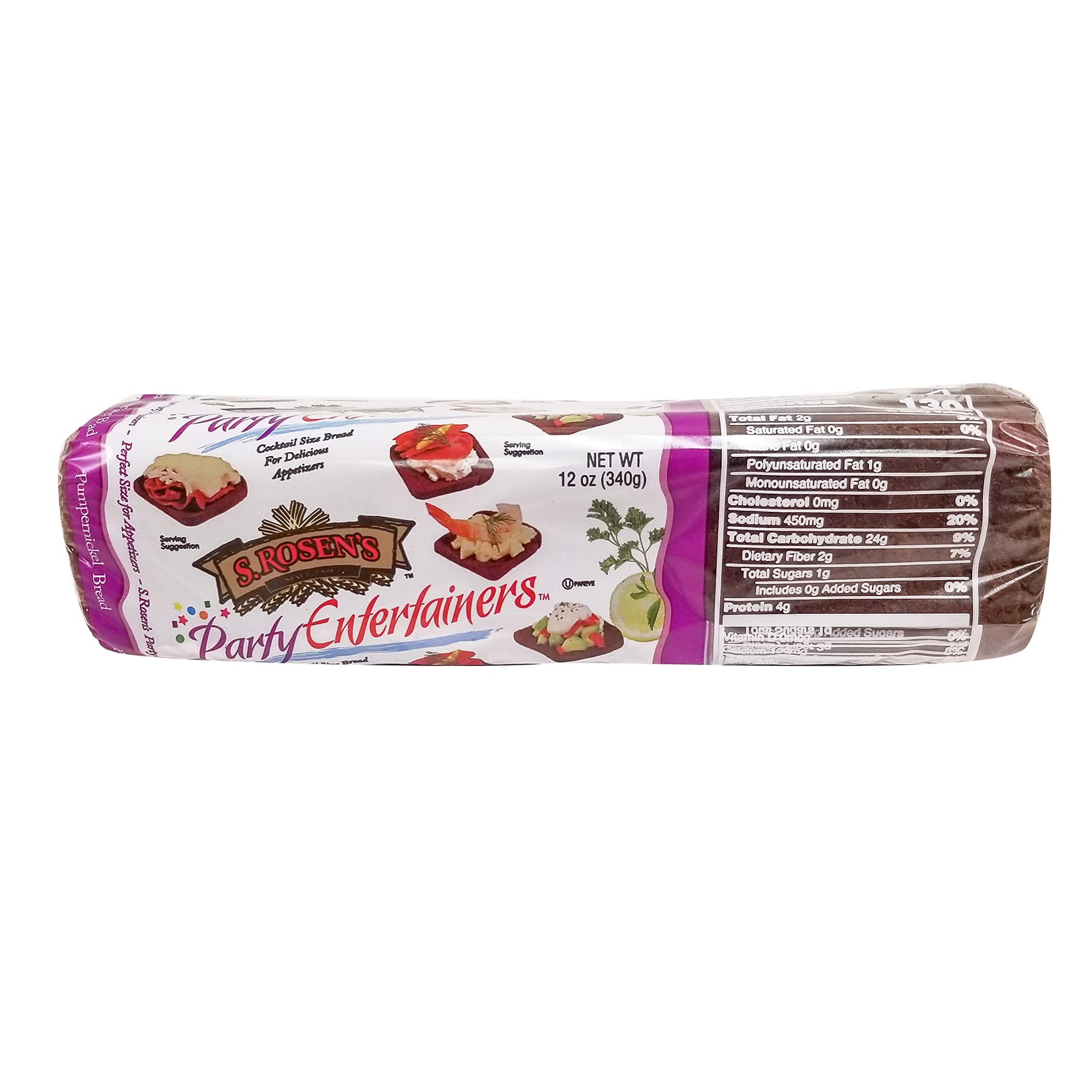 S.Rosens Cocktail Rye Bread - Pumpernickel (Case of 4 Loaves)