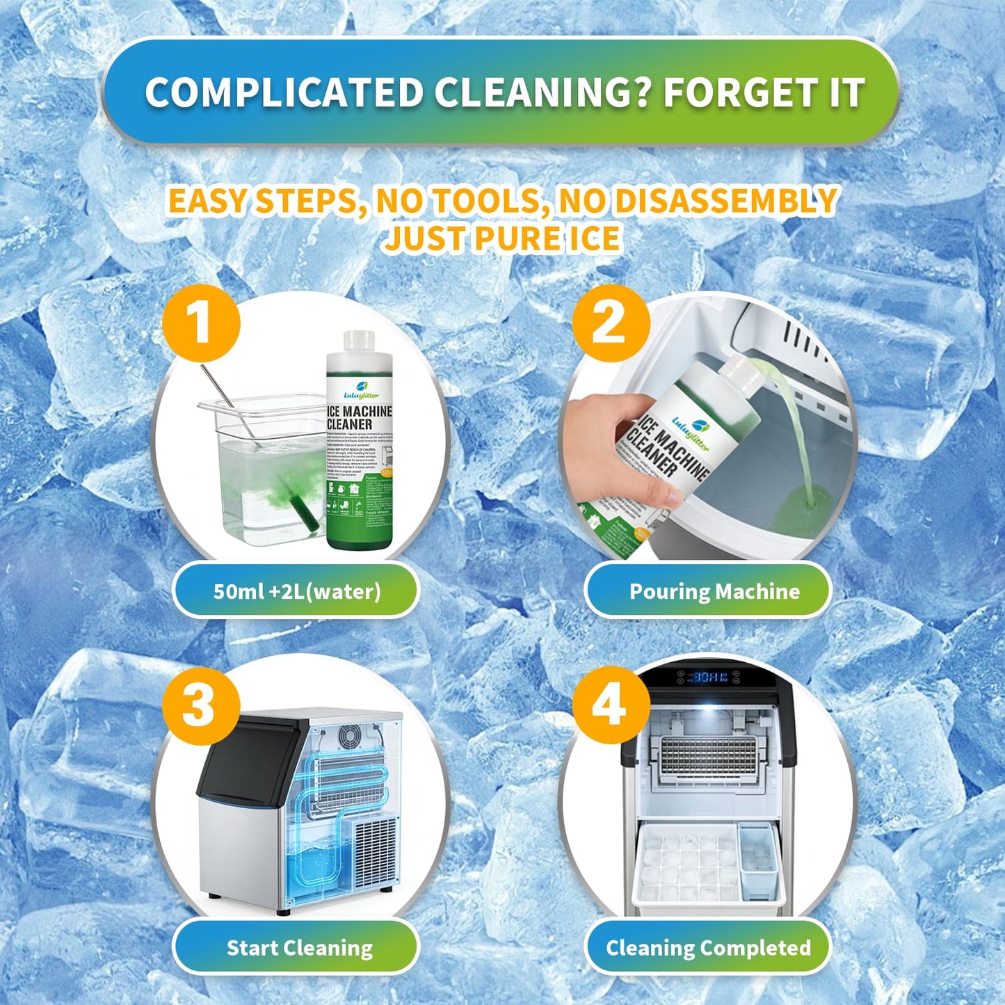 LULUGLITTER Ice Machine Cleaner and Descaler 16 fl oz - Ice Maker Cleaner and Descaler - Compatible with All Major Brands (Scotsman, KitchenAid