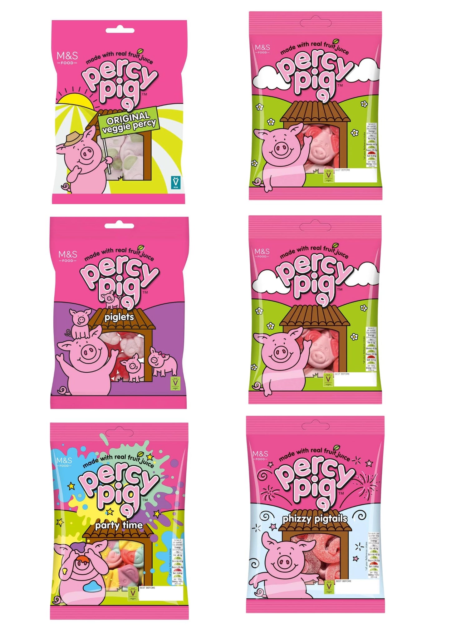 AMBARII Percy Pig Premium Gift Hamper Set | Gift Box | 6 Pack Gift Box | Party Time | Phizzy Pigtail