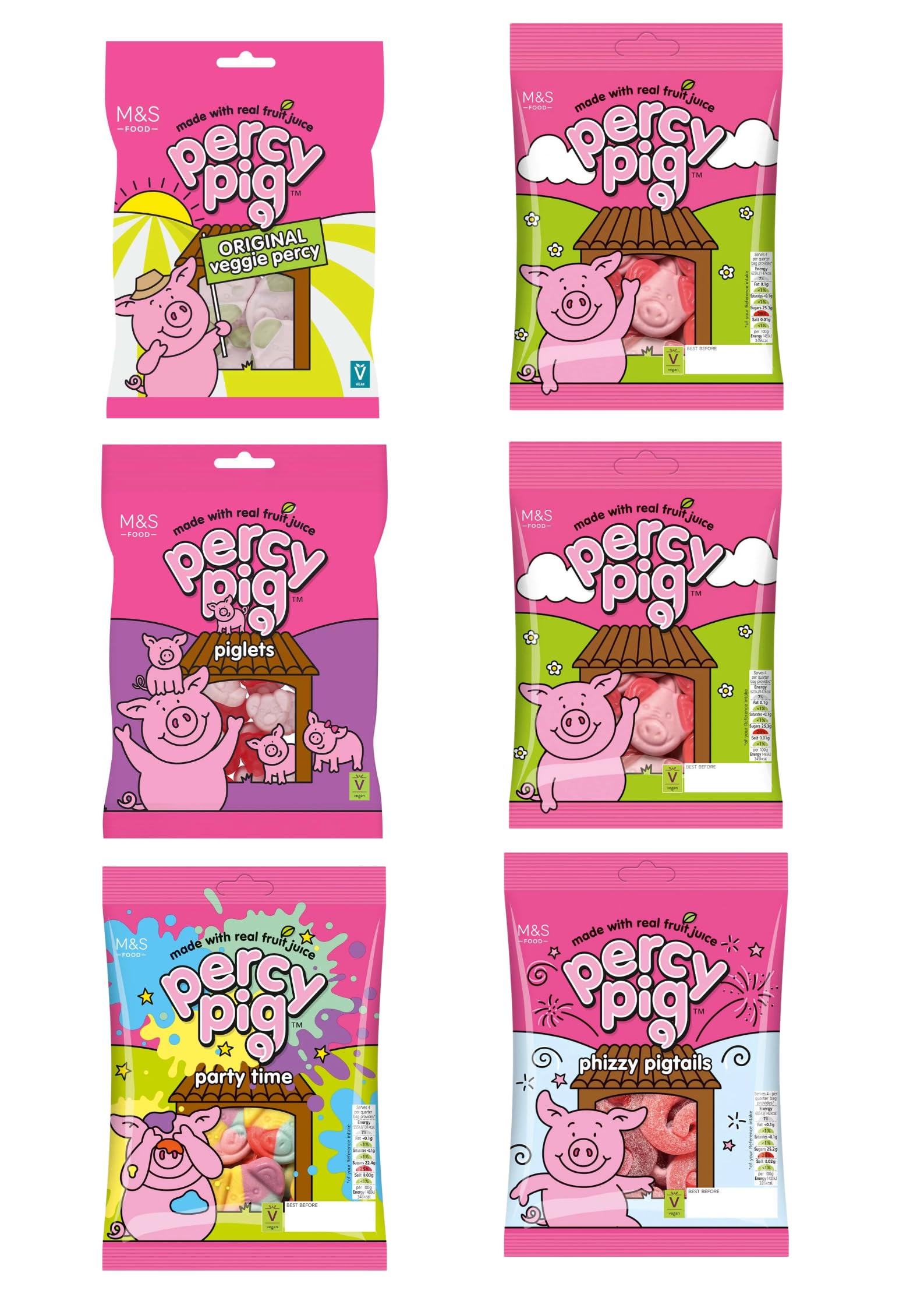 AMBARII Percy Pig Premium Gift Hamper Set | Gift Box | 6 Pack Gift Box | Party Time | Phizzy Pigtail