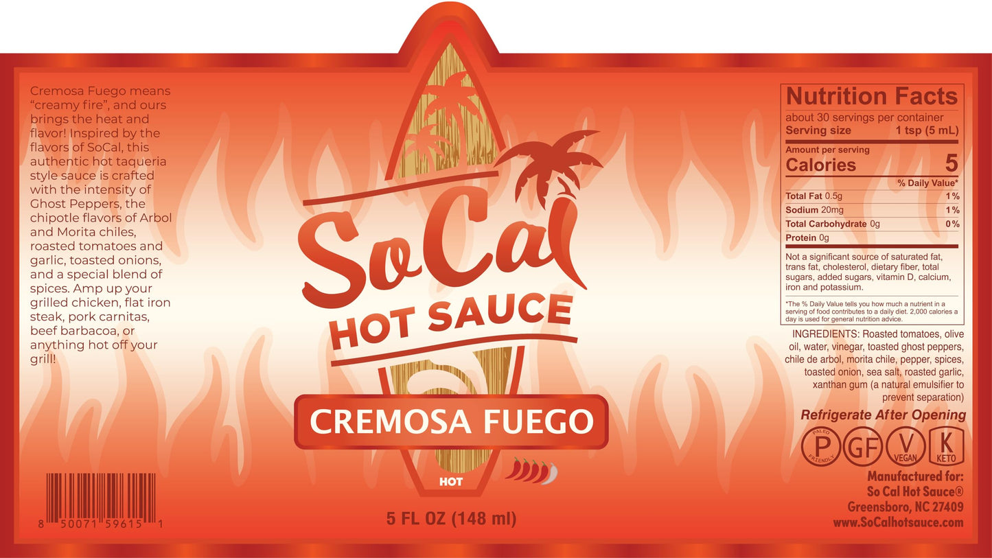 SoCal Hot Sauce® - Cremosa Fuego 4 pack