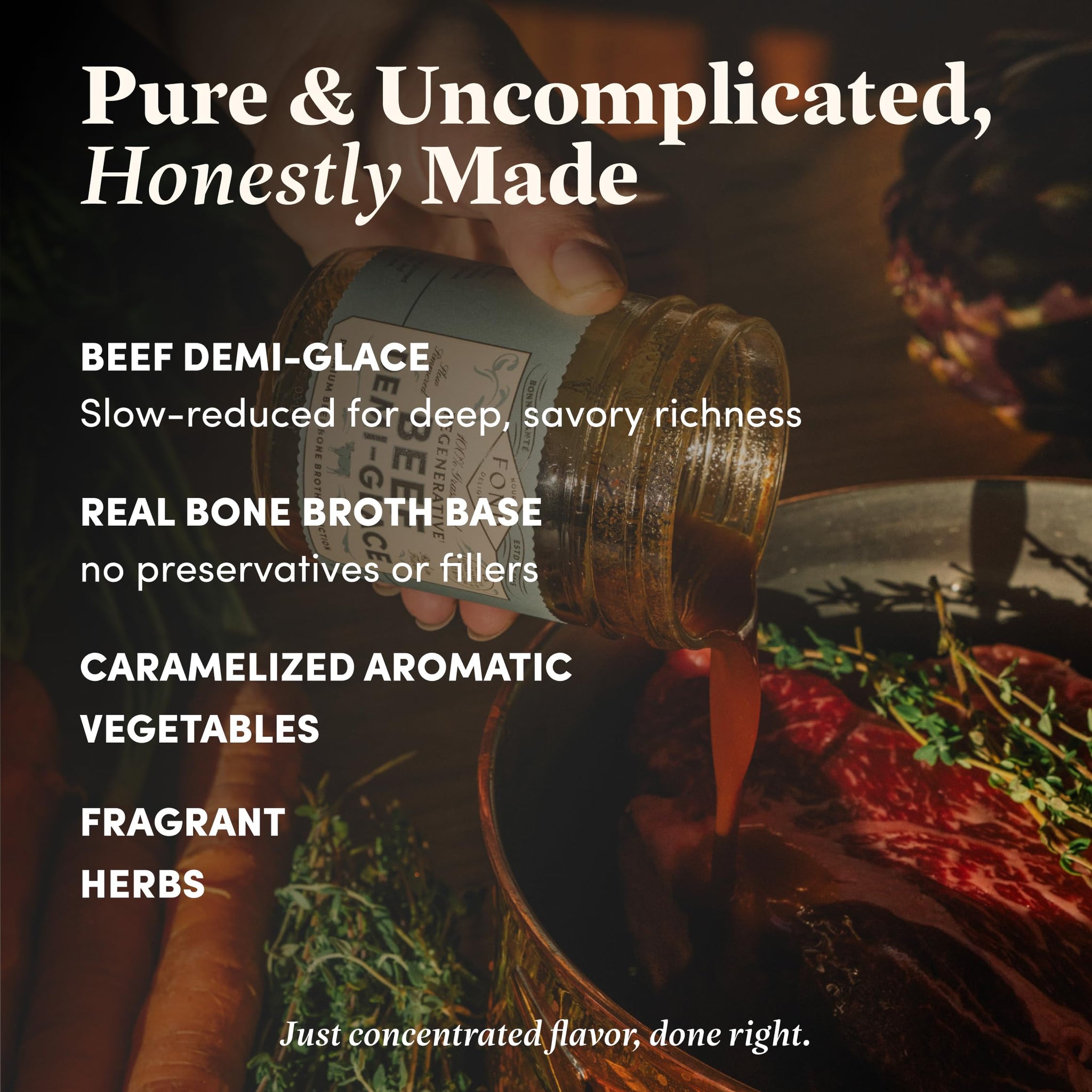 FOND Regenerative Beef Demi Glace - Grass-Fed Beef Bone Broth Reduction - French Demi Glace Concentrate for Pan Sauce & Gravy - Regenerative, Organic