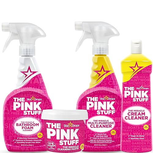 Stardrops - The Pink Stuff - Miracle Cleaning Ultimate Bundle - Paste, Multi-Purpose Spray, Bathroom Foam Spray, and Cream Cleaner - Ideal