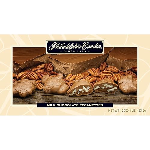 Philadelphia Candies Original Pecanettes (Caramel Pecan Clusters), Milk Chocolate 1 Pound Gift Box