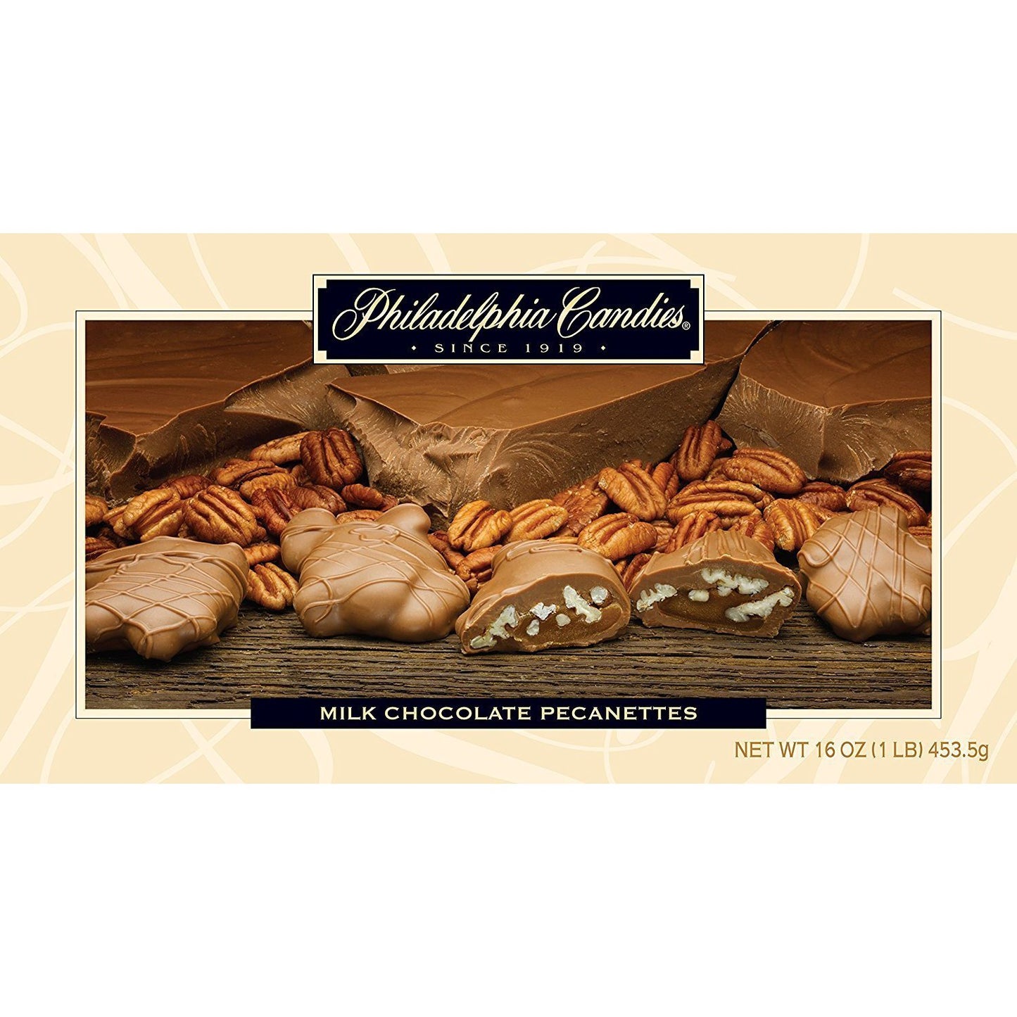 Philadelphia Candies Original Pecanettes (Caramel Pecan Clusters), Milk Chocolate 1 Pound Gift Box