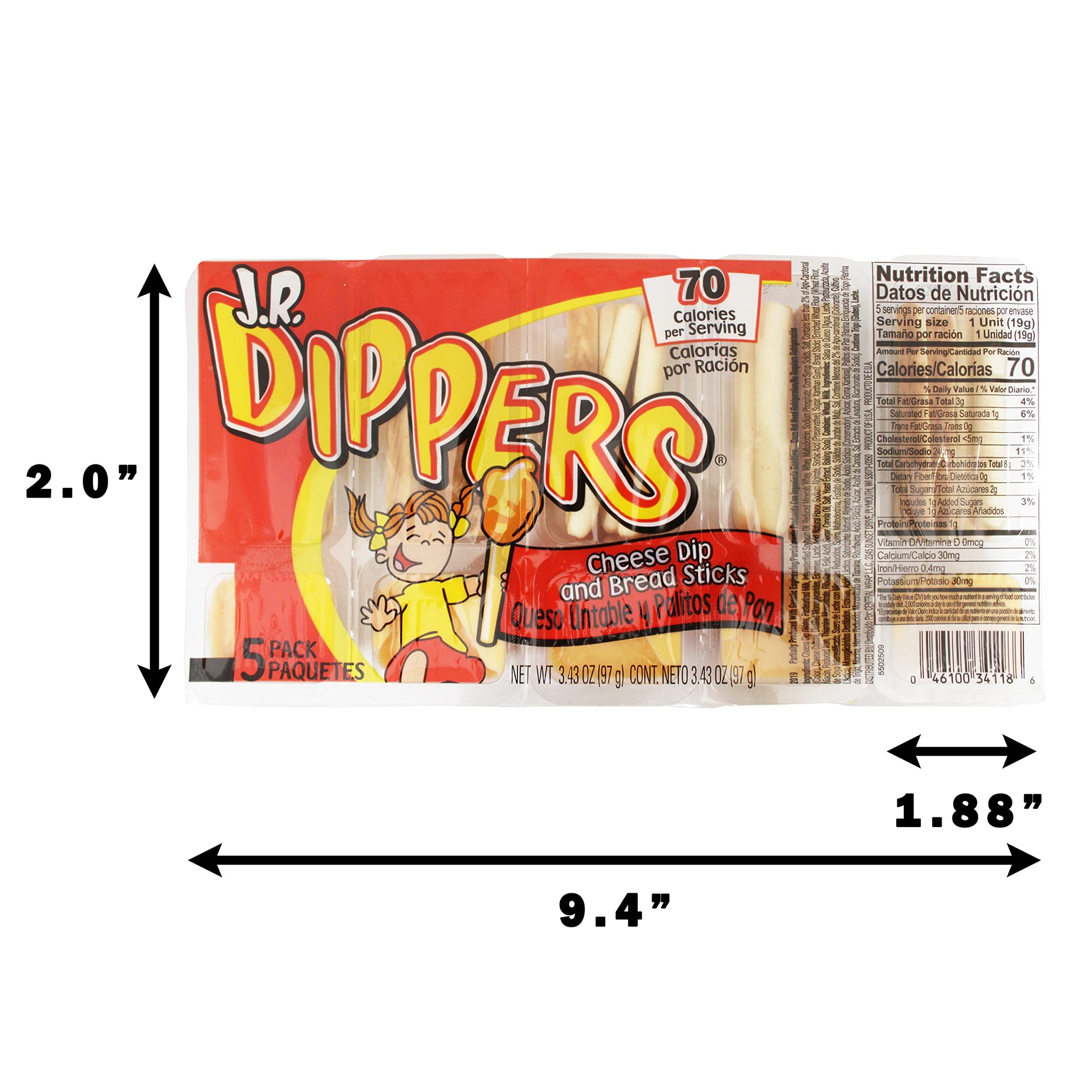 J.R. Dippers Cheese Dip & Bread Sticks Snacks (2 Packs), 2 Pack