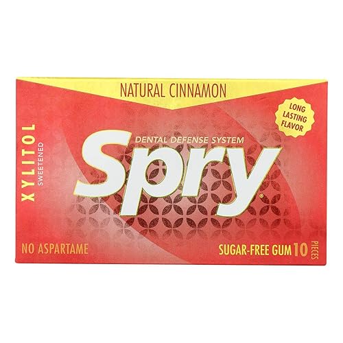 Spry Fresh Natural Xylitol Chewing Gum Dental Defense System - Aspartame-Free, Sugar-Free, Non-GMO, Gluten-Free (Cinnamon, 10 Count Blister Cards