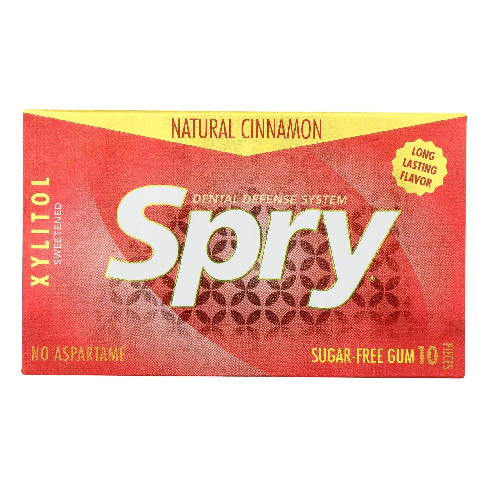 Spry Fresh Natural Xylitol Chewing Gum Dental Defense System - Aspartame-Free, Sugar-Free, Non-GMO, Gluten-Free (Cinnamon, 10 Count Blister Cards