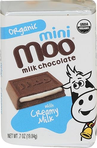 Moo Chocolate, Organic Bar Milk Chocolate Creamy Filling Mini, 0.7 Ounce